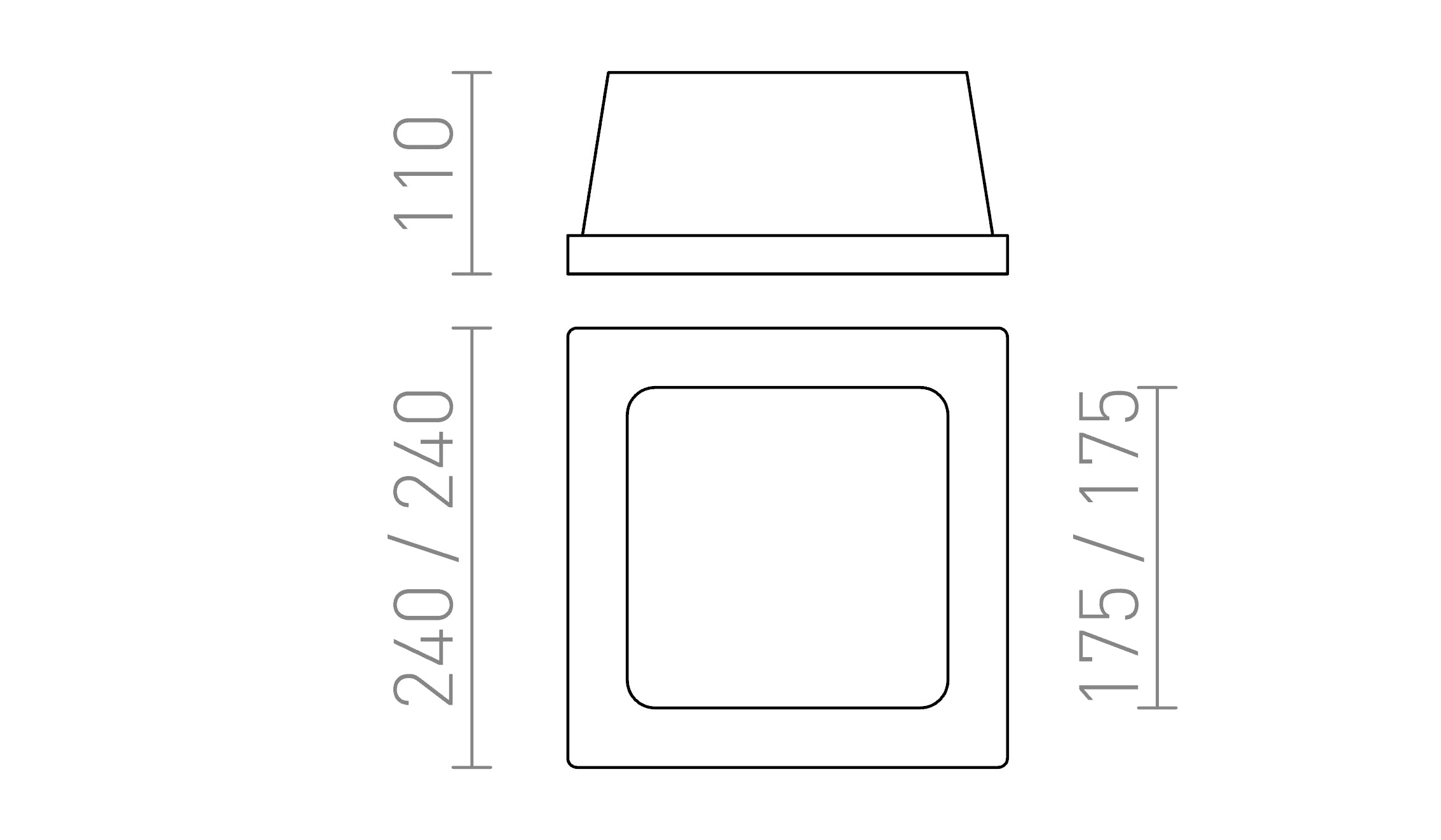 MIA SQ recessed lamp - Product sketch