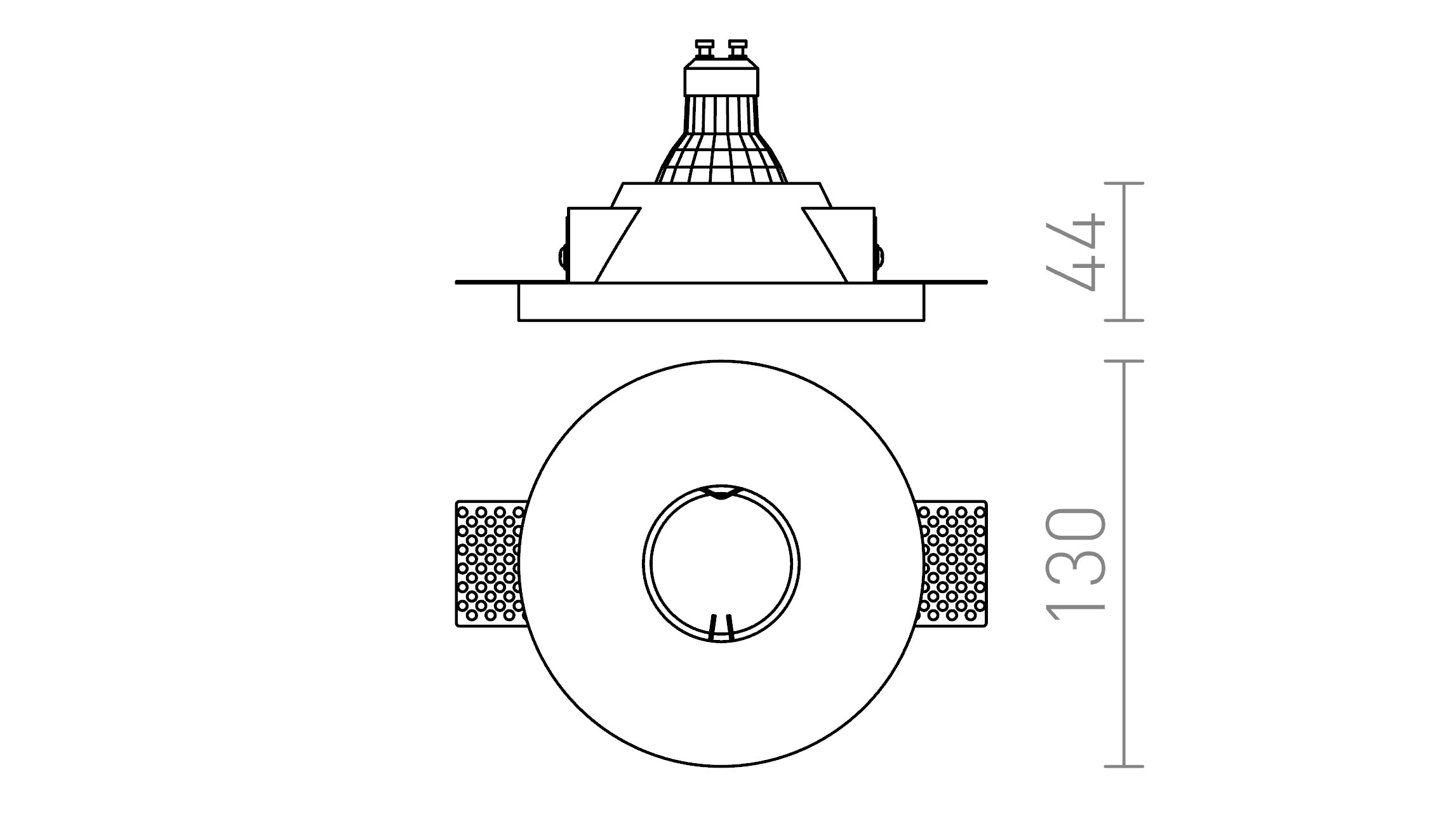 DAG R 83 upotettu lamppu - Product sketch