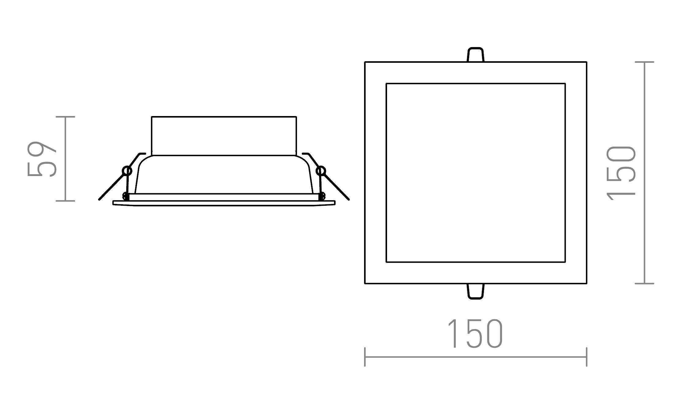 SEEYOU 15 quadrado embutida lâmpada - Product sketch