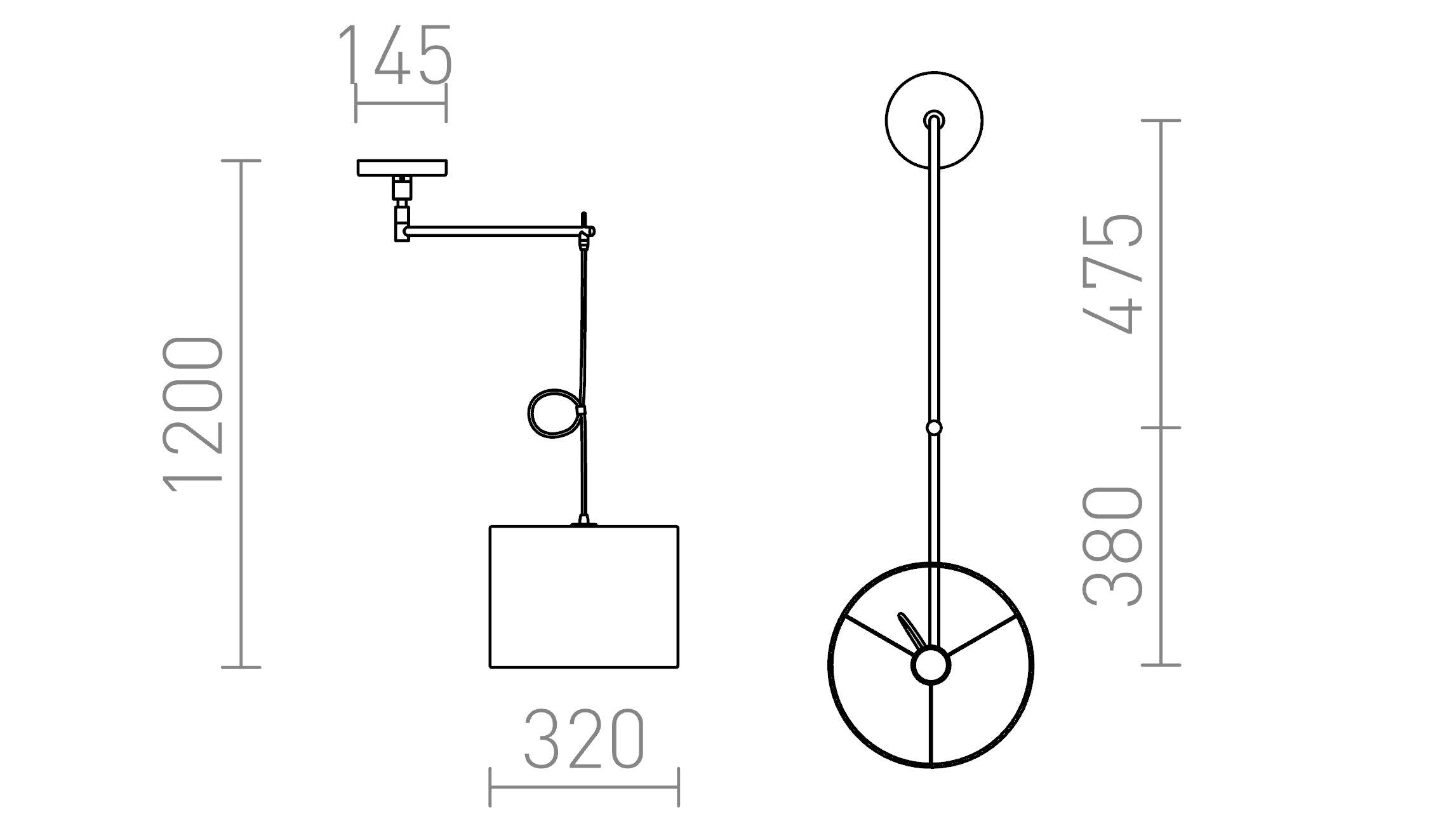 BROADWAY PENDANT ON ARM - Product sketch
