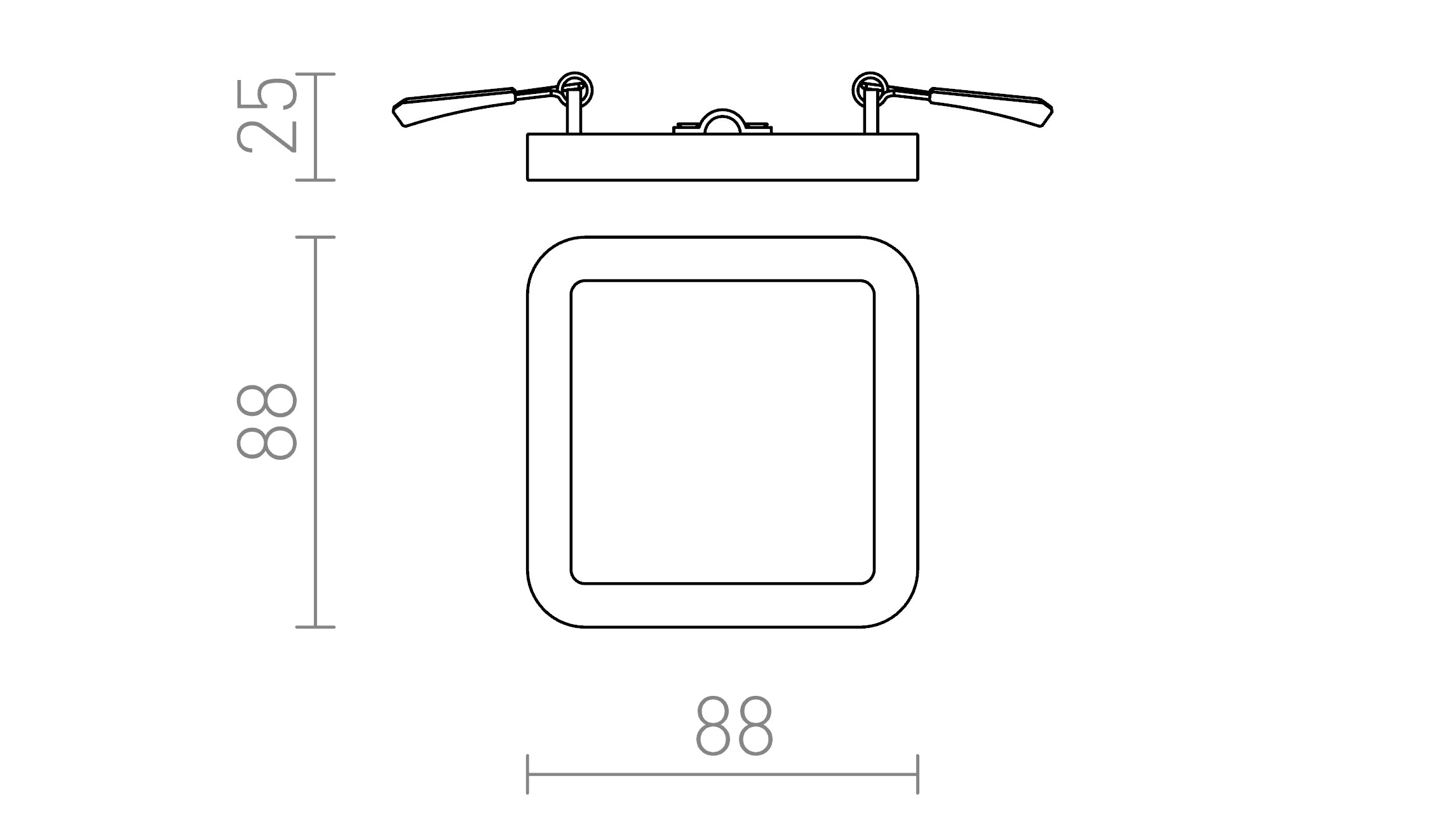 HUE SQ 9 RECESSED - Product sketch