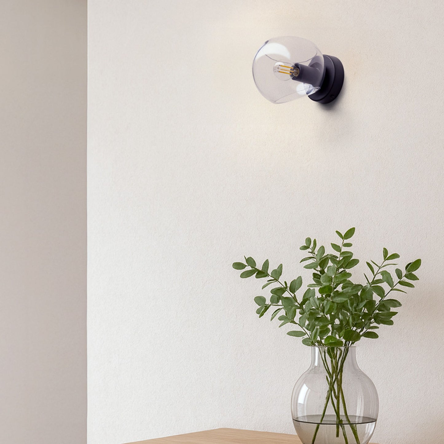 RENDL wall lamp SOLARIS surface mounted clear glass/black 230V LED E14 7W R13994 3