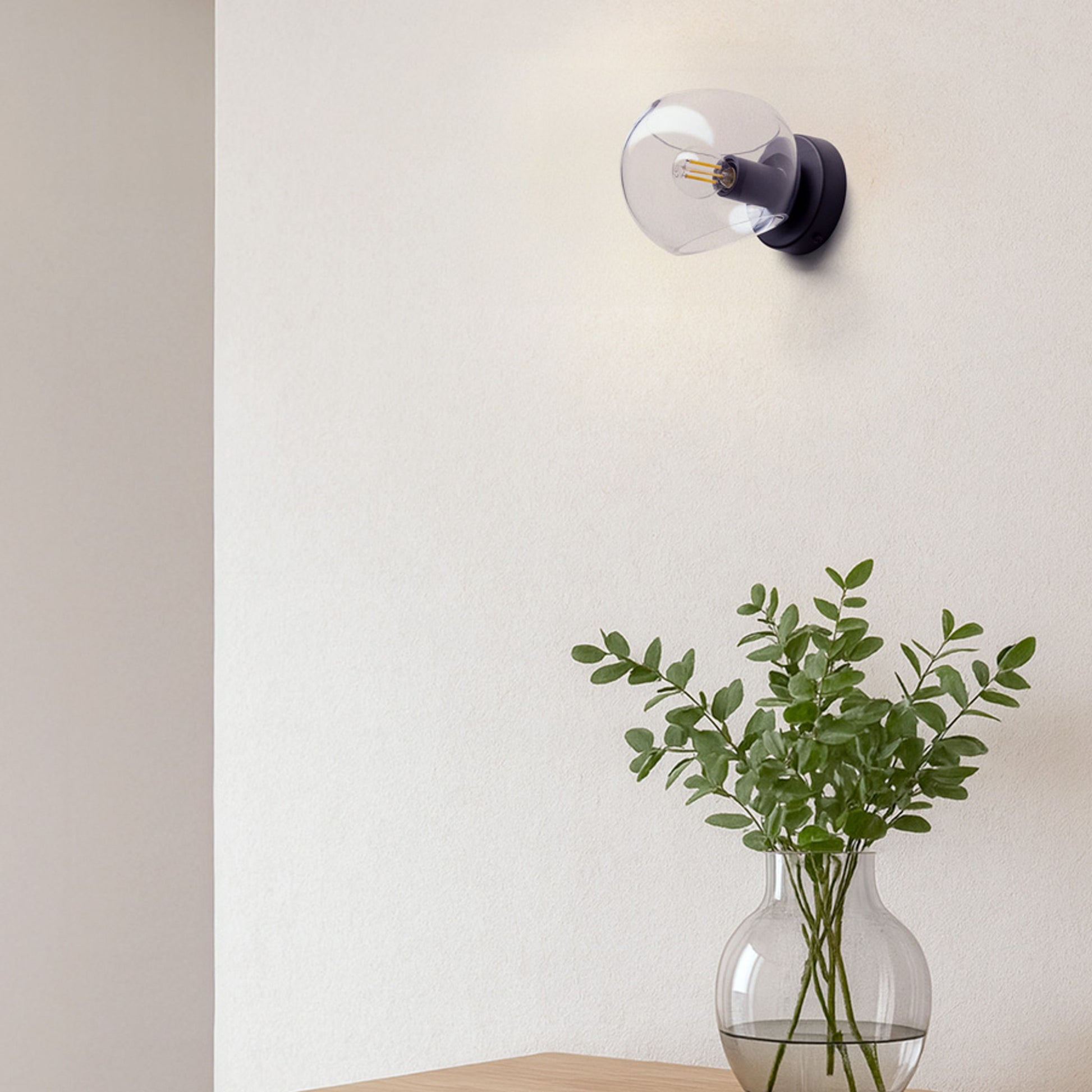 RENDL wall lamp SOLARIS surface mounted clear glass/black 230V LED E14 7W R13994 3