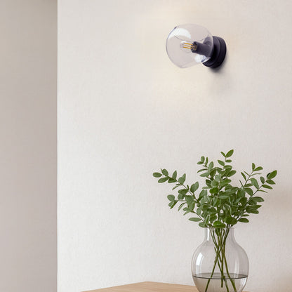 RENDL wall lamp SOLARIS surface mounted clear glass/black 230V LED E14 7W R13994 3