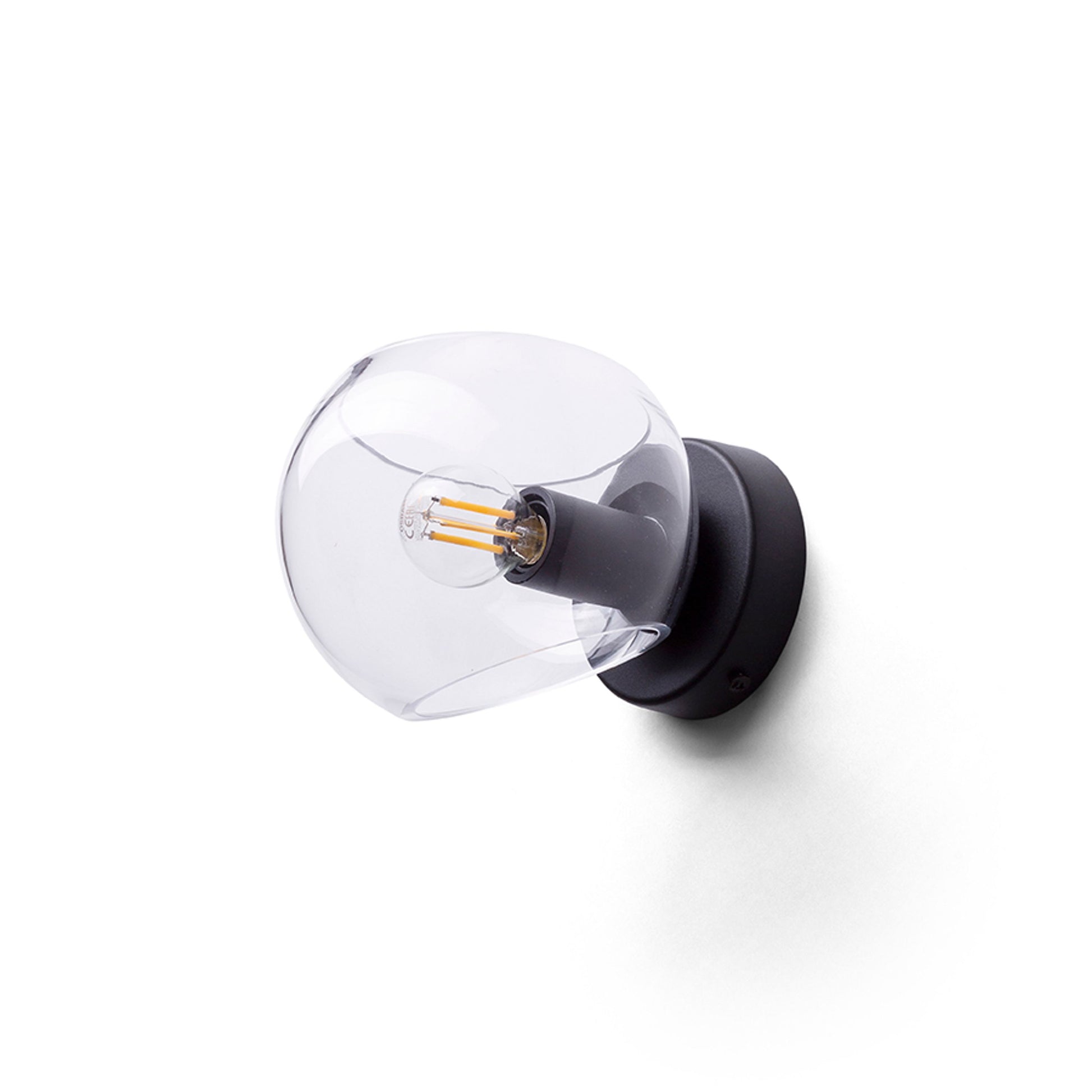 RENDL wall lamp SOLARIS surface mounted clear glass/black 230V LED E14 7W R13994 7
